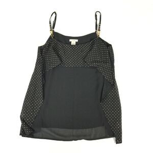 Cache Draped Tank Top Size Medium Womens Sheer Black Gold Studded Blouse Cami M